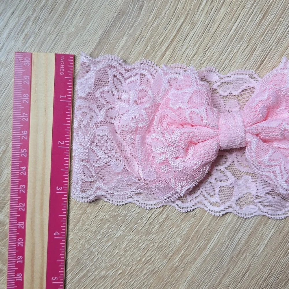 Baby Girl Lace Bowknot Headband Elastic Headwrap Toddler Kids Pink Bow Hairband